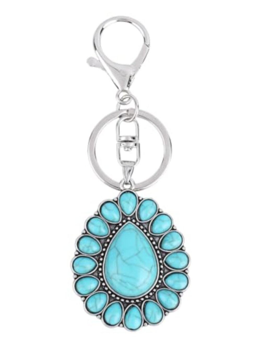 Western Turquoise Keychain Bag Charm Zinc Alloy Acrylic Cowgirl Purse Accessory